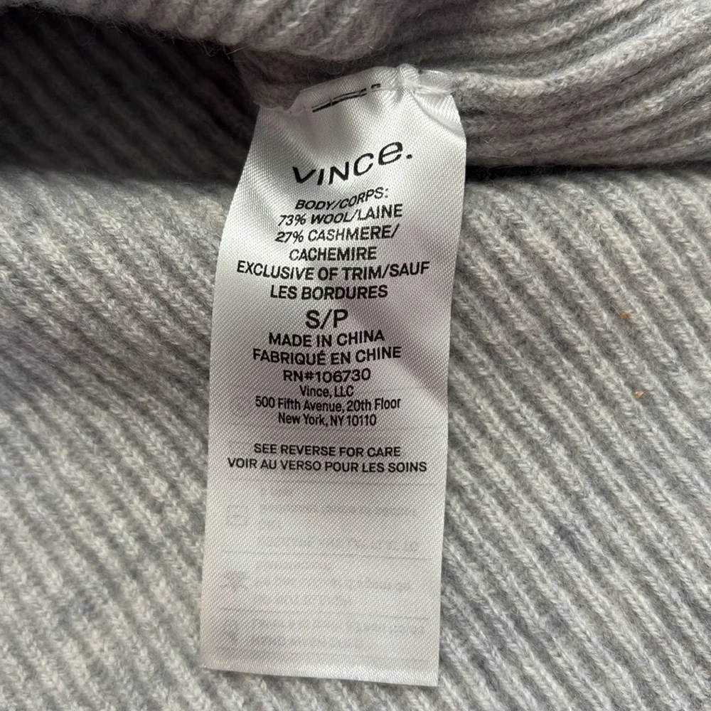 Vince V-Neck Wool/Silk Blend Ribbed Sweater - Picture 5 of 7